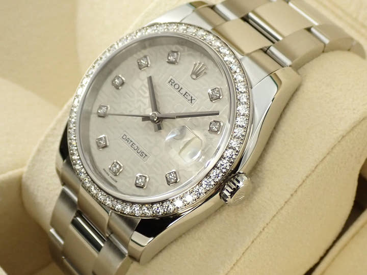 Rolex Datejust 36 Ref. 116244 Stainless Steel/White Gold Silver Computer Dial with 10 Diamond Hour Markers
