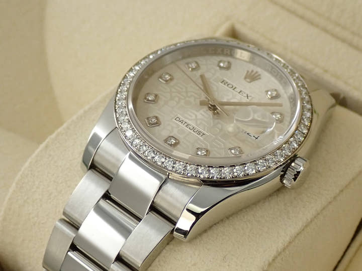 Rolex Datejust 36 Ref. 116244 Stainless Steel/White Gold Silver Computer Dial with 10 Diamond Hour Markers