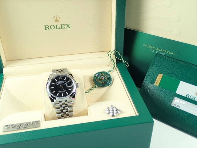 ロレックス デイトジャスト Ref.126200 ブラック文字盤 未使用 datejust-114 ジュビリーブレスレット