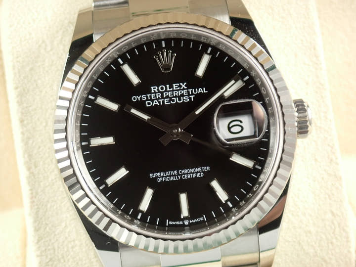 Rolex Datejust 36 Ref. 126234 Stainless Steel/White Gold Black Dial Oyster Bracelet Pre-owned 278WHPM2