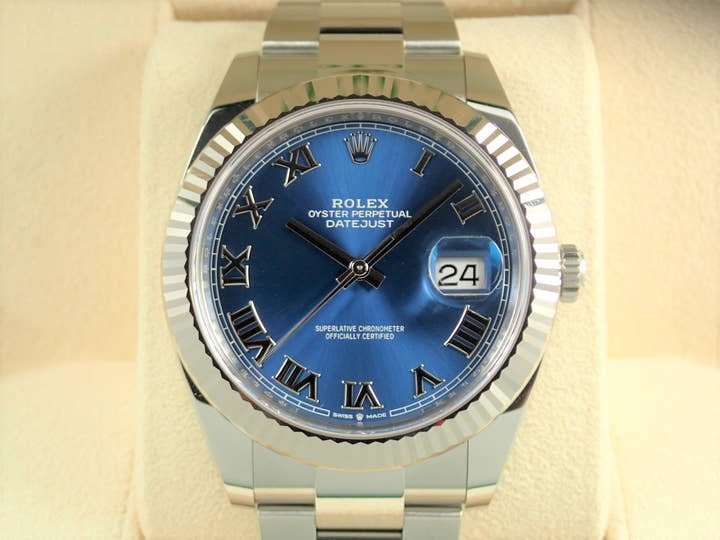 Rolex Datejust 41 Ref. 126334 Stainless Steel/White Gold Azurro Blue Dial Oyster Bracelet Pre-owned WZSY9389