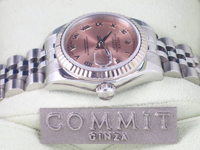 ロレックス デイトジャスト Ref.179174 ピンクローマン文字盤 中古 datejust-16 ジュビリーブレスレット