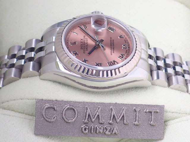 ロレックス デイトジャスト Ref.179174 ピンクローマン文字盤 中古 datejust-16 ジュビリーブレスレット