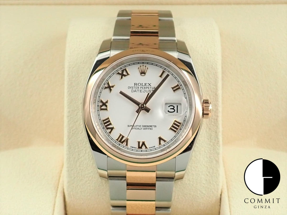 Rolex Datejust 36 Ref. 116201 Stainless Steel/Everose Gold White Roman Dial