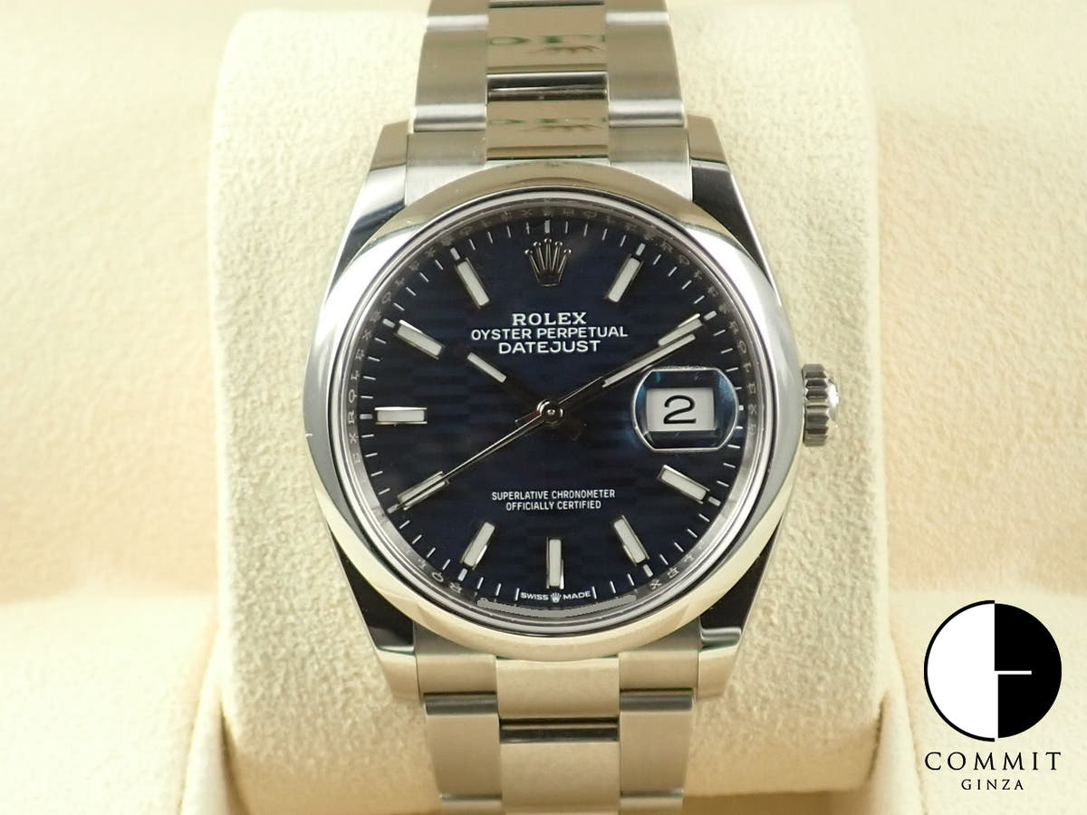Rolex Datejust 36 Ref. 126200, stainless steel, blue fluted dial, Oyster bracelet, pre-owned, F9240719
