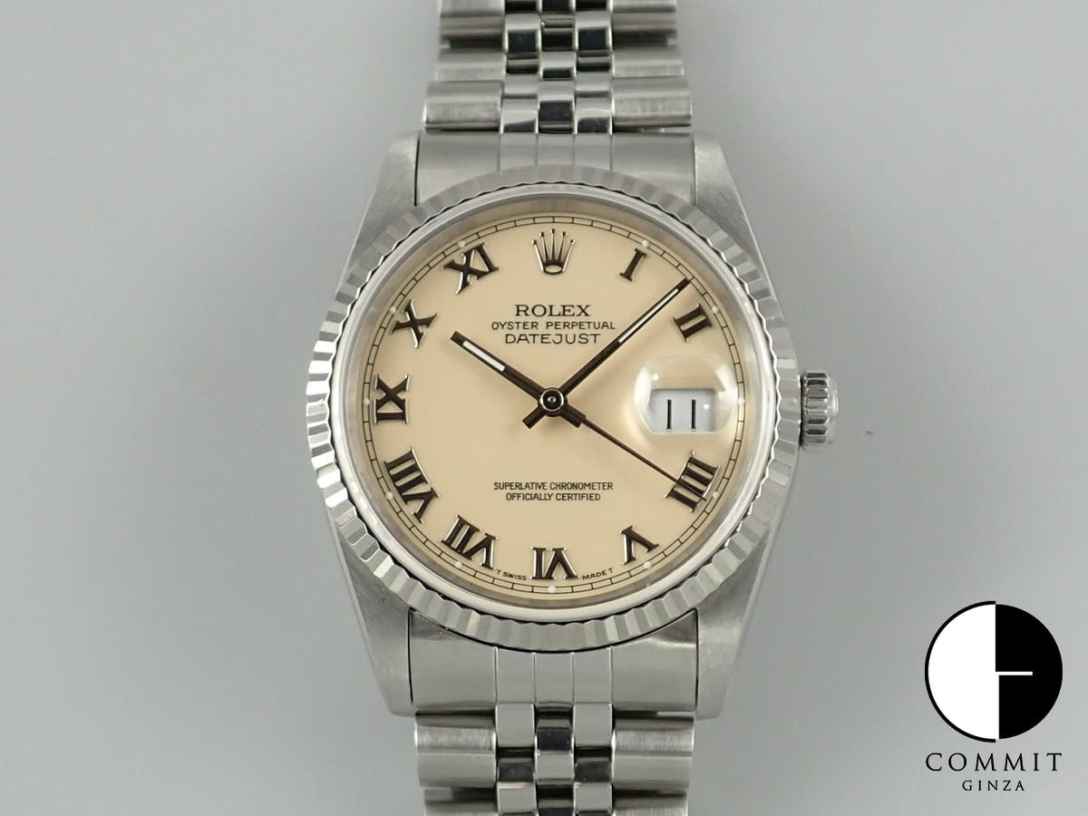 ロレックス デイトジャスト36 Ref.16234 ステンレススチール/ホワイトゴールド アイボリー文字盤 ジュビリーブレスレット