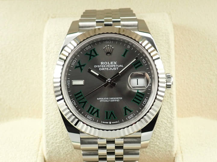 ロレックス デイトジャスト41 Ref.126334 ステンレススチール/ホワイトゴールド スレートローマン文字盤 ジュビリーブレスレット 美品 5AMX9TYJ
