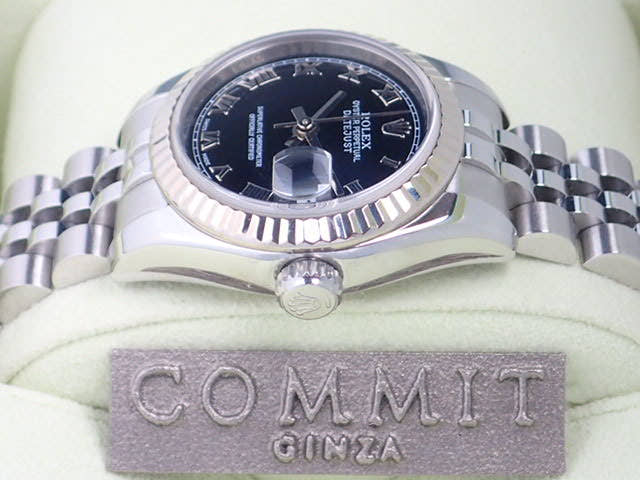 ロレックス デイトジャスト Ref.179174 ブラックローマン文字盤 中古 datejust-18 ジュビリーブレスレット