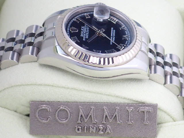 ロレックス デイトジャスト Ref.179174 ブラックローマン文字盤 中古 datejust-18 ジュビリーブレスレット