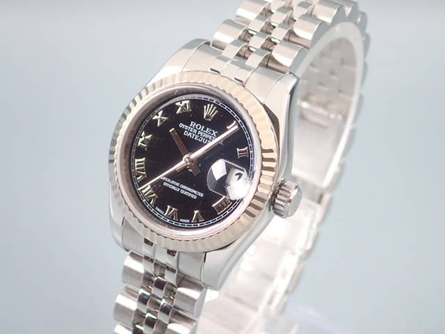 ロレックス デイトジャスト Ref.179174 ブラックローマン文字盤 中古 datejust-18 ジュビリーブレスレット