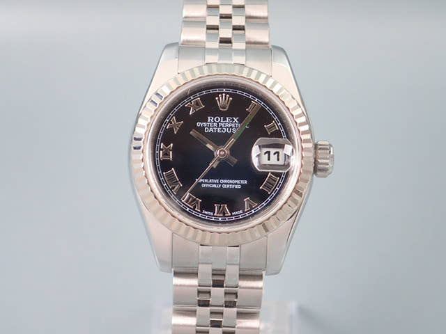 ロレックス デイトジャスト Ref.179174 ブラックローマン文字盤 中古 datejust-18 ジュビリーブレスレット