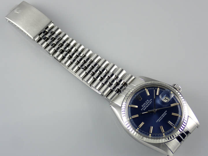 Pre-owned Rolex Datejust Ref. 1601 with blue dial and Jubilee bracelet (datejust-187).