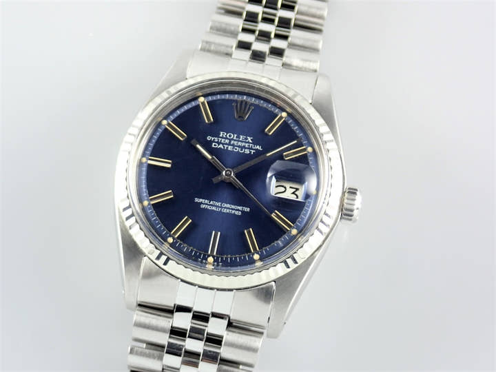 Pre-owned Rolex Datejust Ref. 1601 with blue dial and Jubilee bracelet (datejust-187).