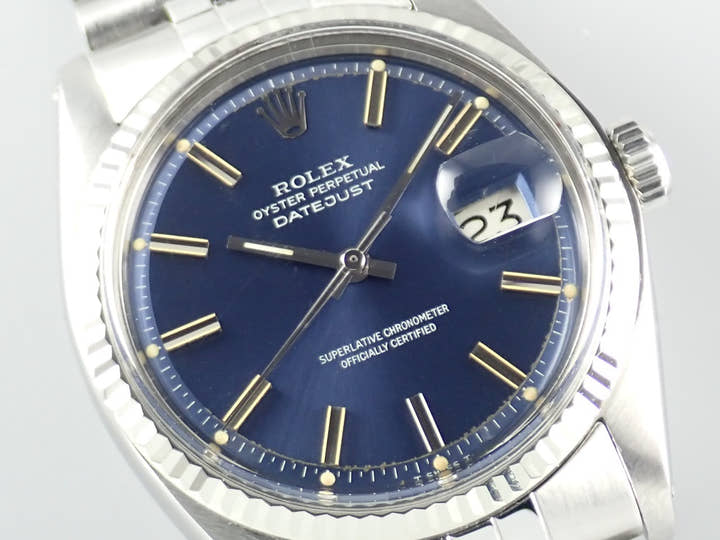 Pre-owned Rolex Datejust Ref. 1601 with blue dial and Jubilee bracelet (datejust-187).