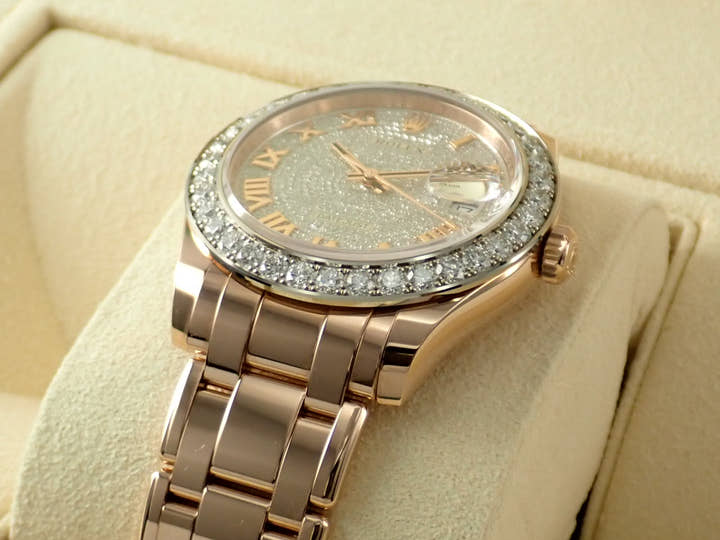 Rolex Datejust Pearlmaster Ref. 86285 Everose Gold Pave Diamond Dial