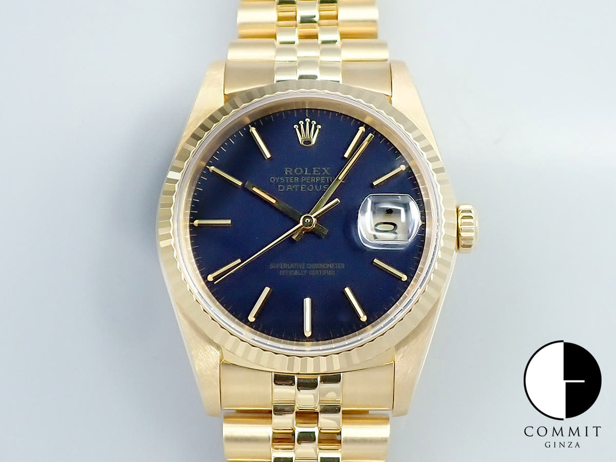 ロレックス デイトジャスト36 Ref.16238 イエローゴールド ネイビー文字盤 ジュビリーブレスレット