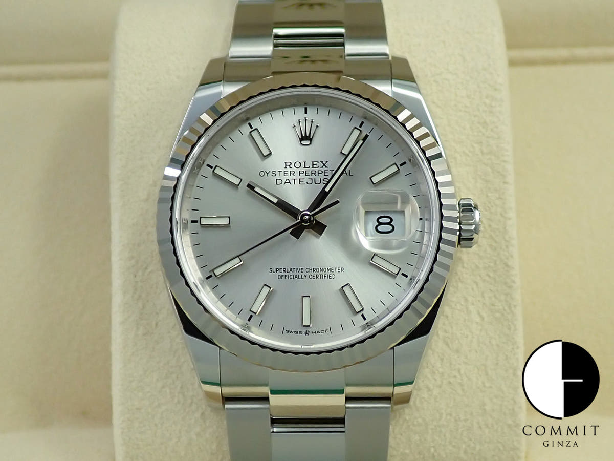 ロレックス デイトジャスト36 Ref.126234 ステンレススチール/ホワイトゴールド シルバー文字盤 オイスターブレスレット 未使用 RS42XSTY