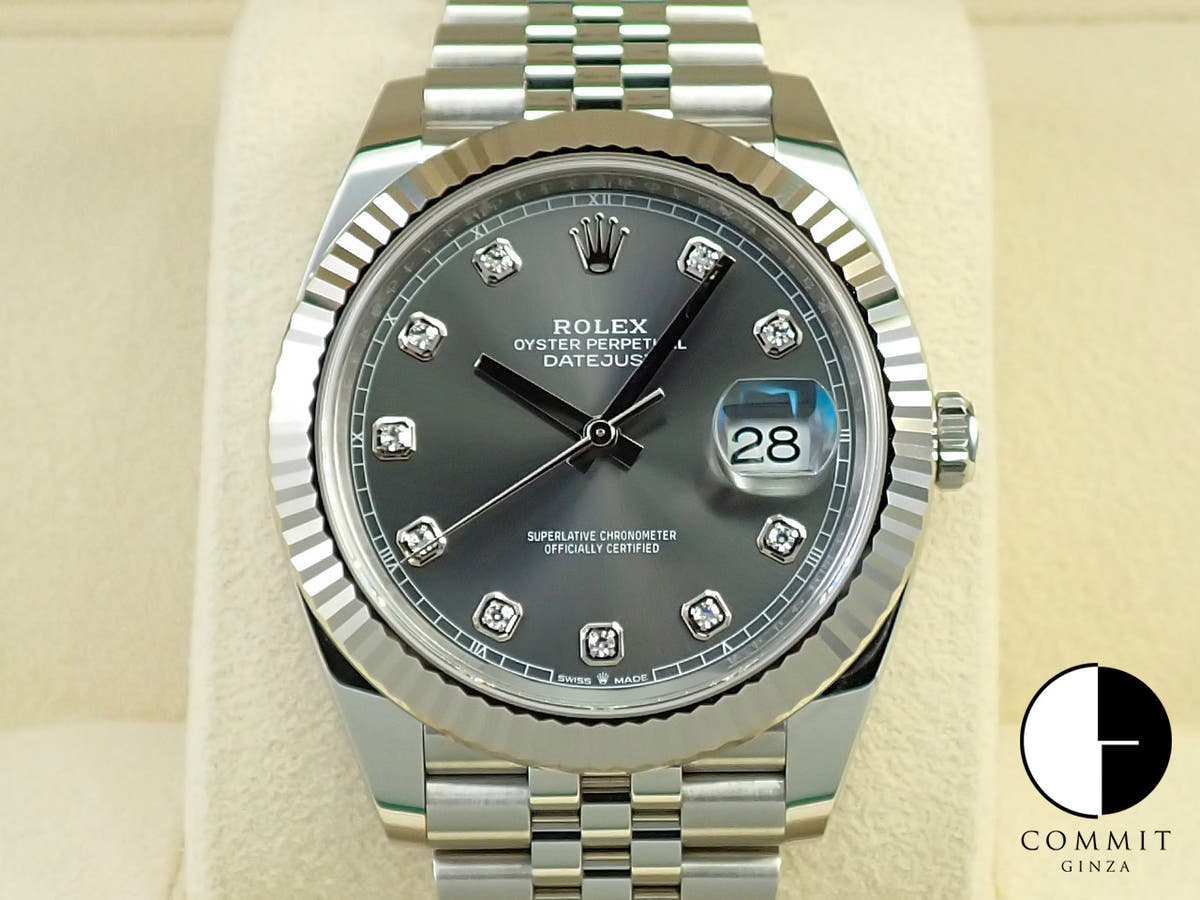ロレックス デイトジャスト41 Ref.126334 ステンレススチール/ホワイトゴールド スレートx10Pダイヤ文字盤 ジュビリーブレスレット