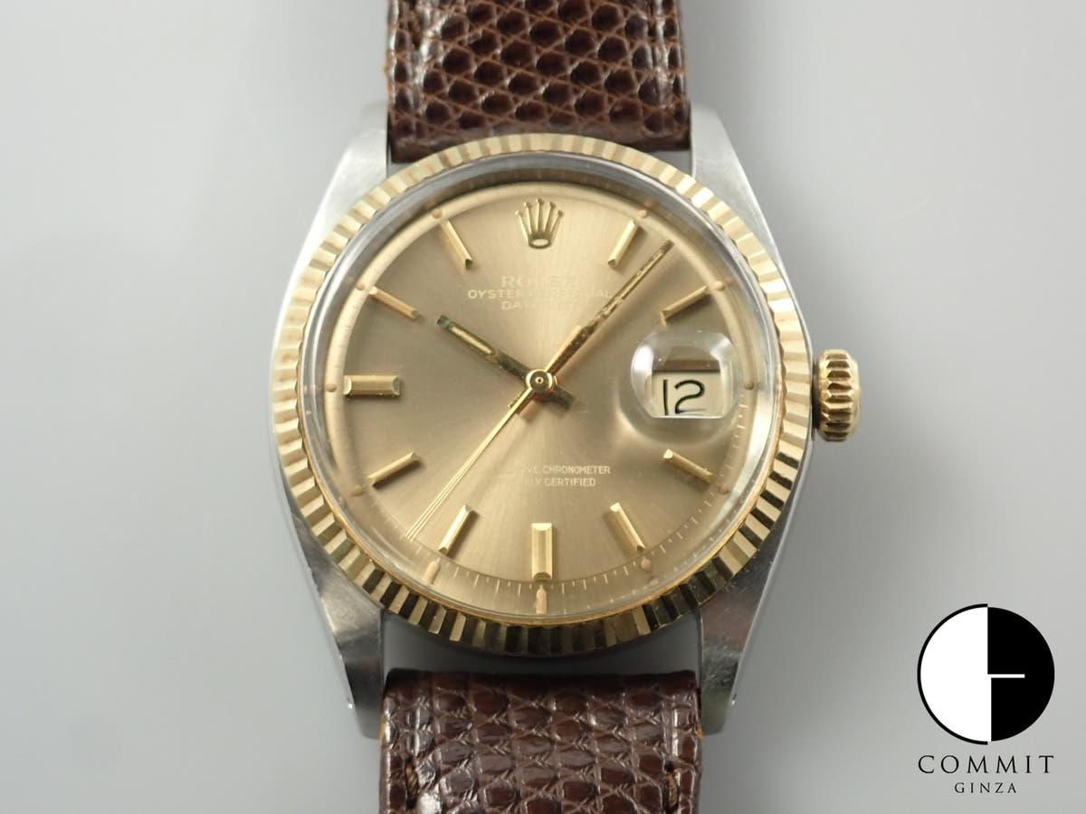 Rolex Datejust Ref. 1601/3 Stainless Steel/Yellow Gold Champagne Gold Dial Leather Strap