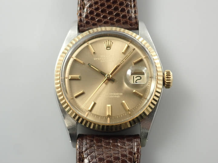 Rolex Datejust Ref. 1601/3 Stainless Steel/Yellow Gold Champagne Gold Dial Leather Strap