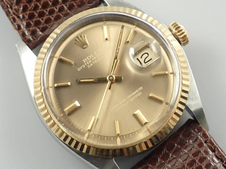 Rolex Datejust Ref. 1601/3 Stainless Steel/Yellow Gold Champagne Gold Dial Leather Strap