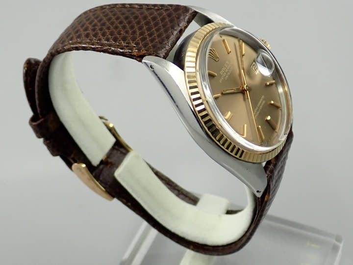 Rolex Datejust Ref. 1601/3 Stainless Steel/Yellow Gold Champagne Gold Dial Leather Strap