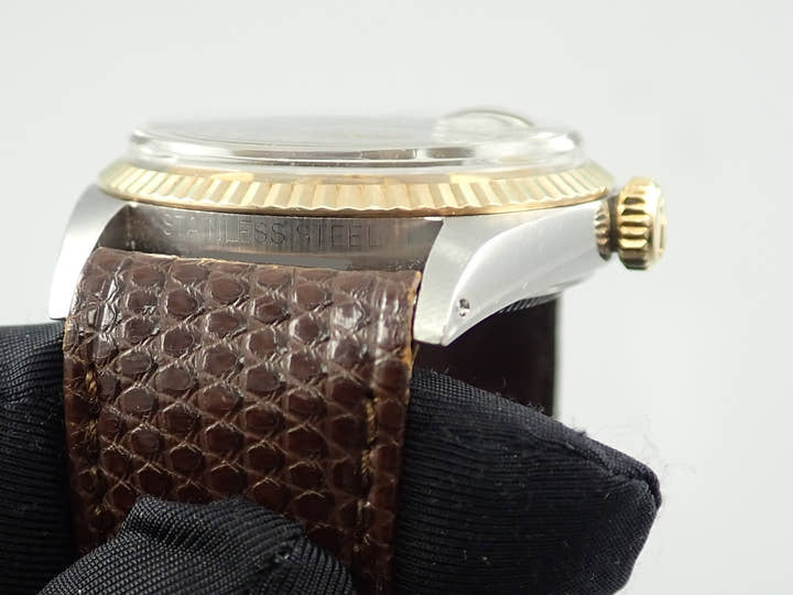 Rolex Datejust Ref. 1601/3 Stainless Steel/Yellow Gold Champagne Gold Dial Leather Strap