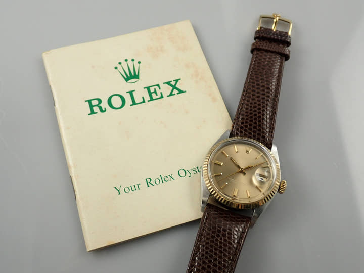 Rolex Datejust Ref. 1601/3 Stainless Steel/Yellow Gold Champagne Gold Dial Leather Strap