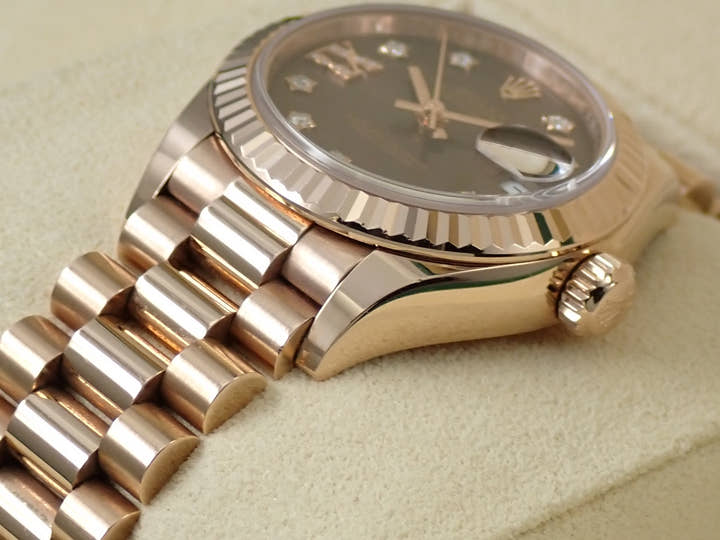Rolex Datejust 28 Ref. 279175G Everose Gold with Diamond Chocolate Dial and Jubilee Bracelet