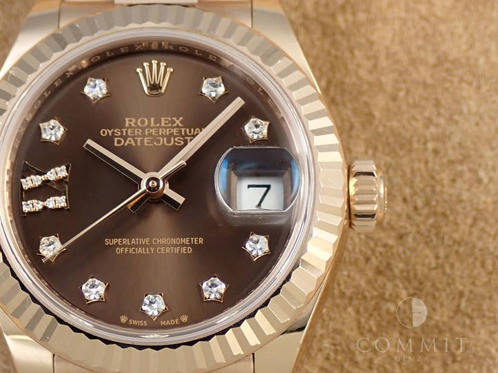 Rolex Datejust 28 Ref. 279175G Everose Gold with Diamond Chocolate Dial and Jubilee Bracelet