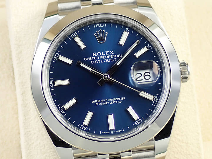 Rolex Datejust 41 Ref. 126300 Stainless Steel Bright Blue Dial Jubilee Bracelet, Excellent Condition 7F184395