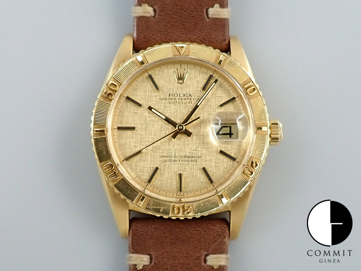Rolex Datejust Ref. 1625/8 Yellow Gold Champagne Mosaic Dial Leather Strap