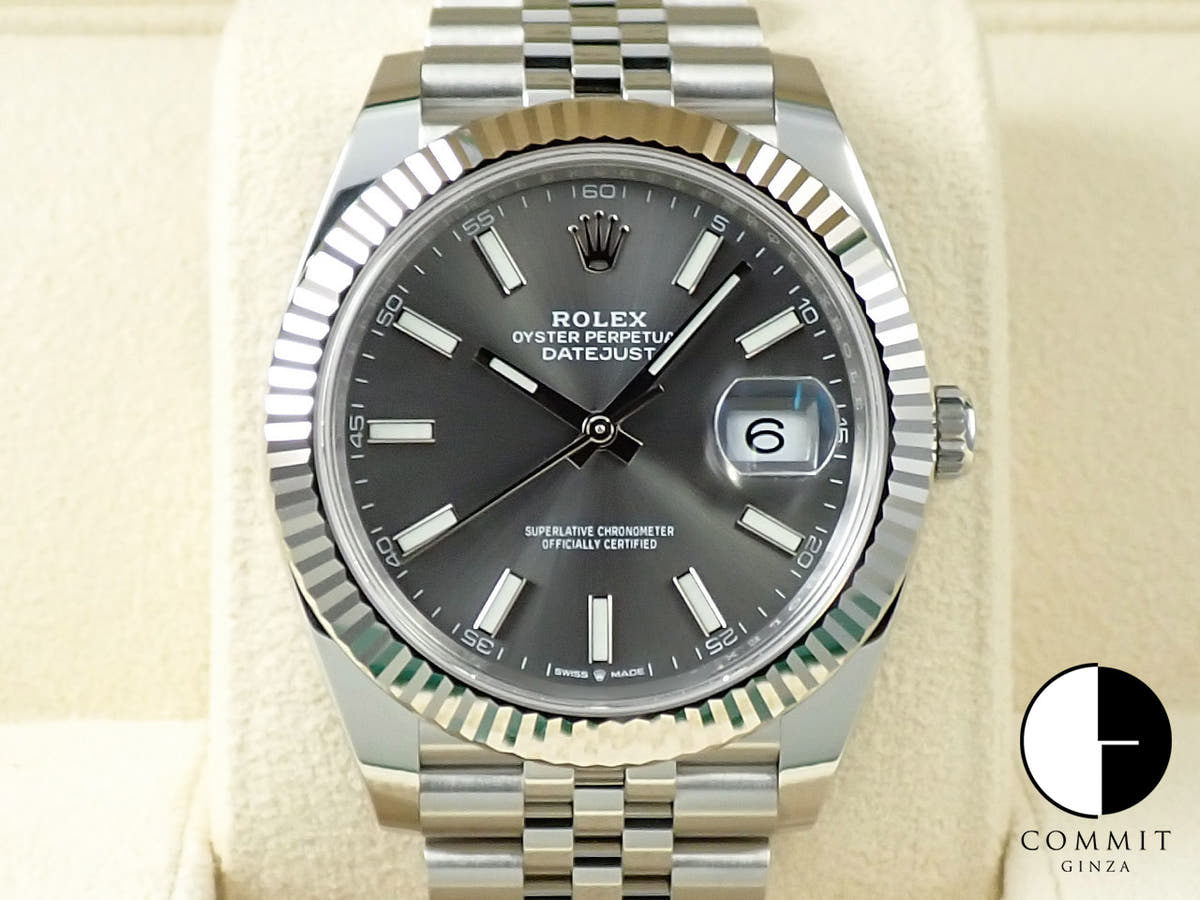 ロレックス デイトジャスト41 Ref.126334 ステンレススチール/ホワイトゴールド スレート文字盤 ジュビリーブレスレット 未使用 3HX82399