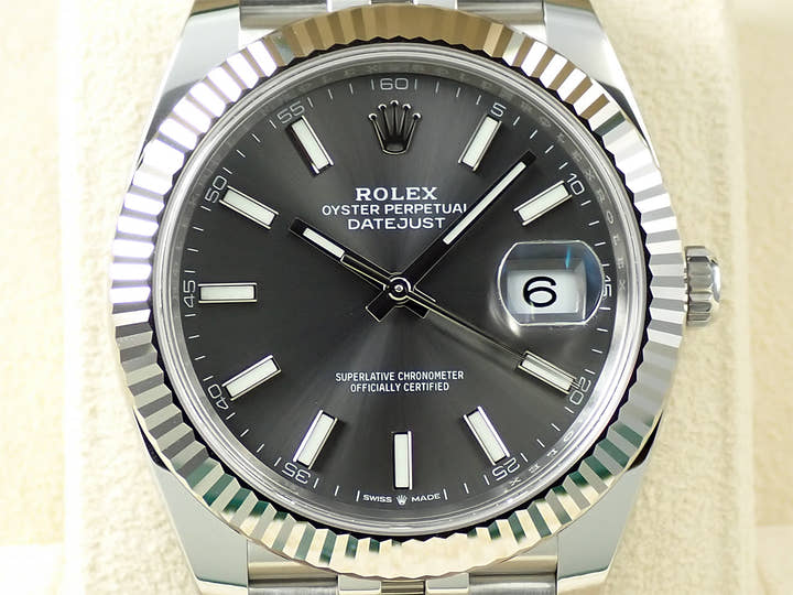 ロレックス デイトジャスト41 Ref.126334 ステンレススチール/ホワイトゴールド スレート文字盤 ジュビリーブレスレット 未使用 3HX82399