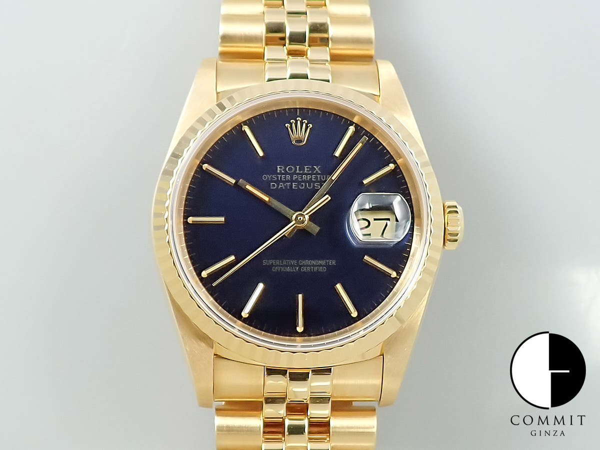 ロレックス デイトジャスト36 Ref.16238 イエローゴールド ブルー文字盤 ジュビリーブレスレット