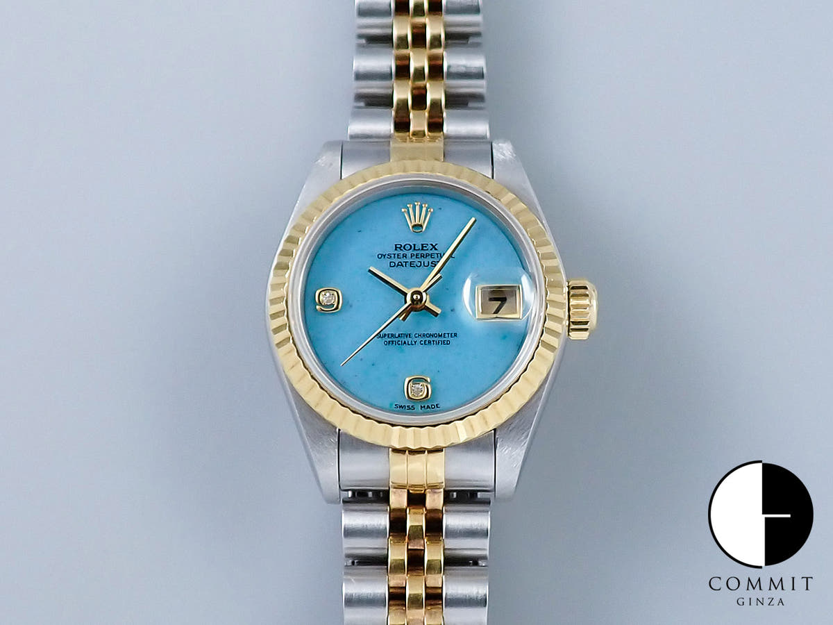 ロレックス デイトジャスト Ref.69173 ステンレススチール/イエローゴールド ブルージェダイト文字盤 ジュビリーブレスレット