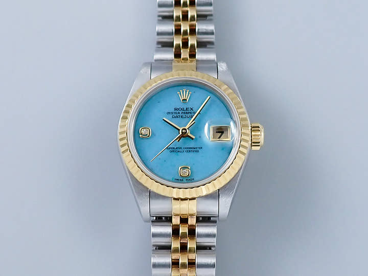 ロレックス デイトジャスト Ref.69173 ステンレススチール/イエローゴールド ブルージェダイト文字盤 ジュビリーブレスレット