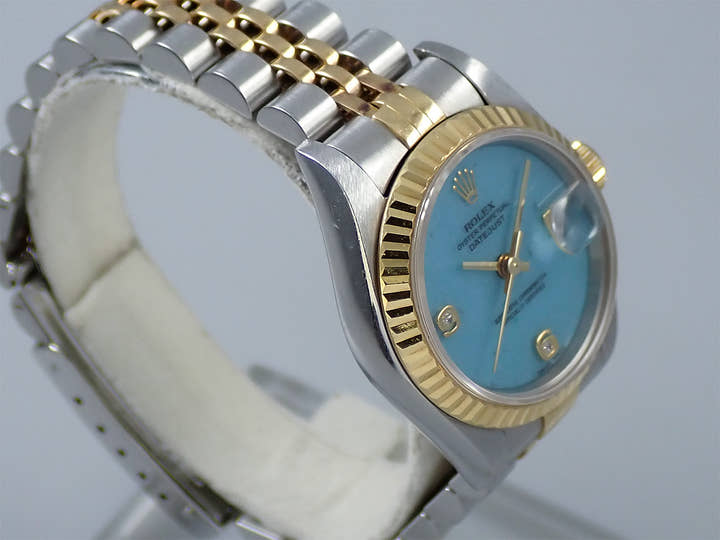 ロレックス デイトジャスト Ref.69173 ステンレススチール/イエローゴールド ブルージェダイト文字盤 ジュビリーブレスレット