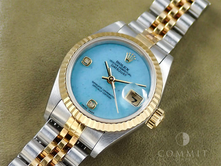 ロレックス デイトジャスト Ref.69173 ステンレススチール/イエローゴールド ブルージェダイト文字盤 ジュビリーブレスレット