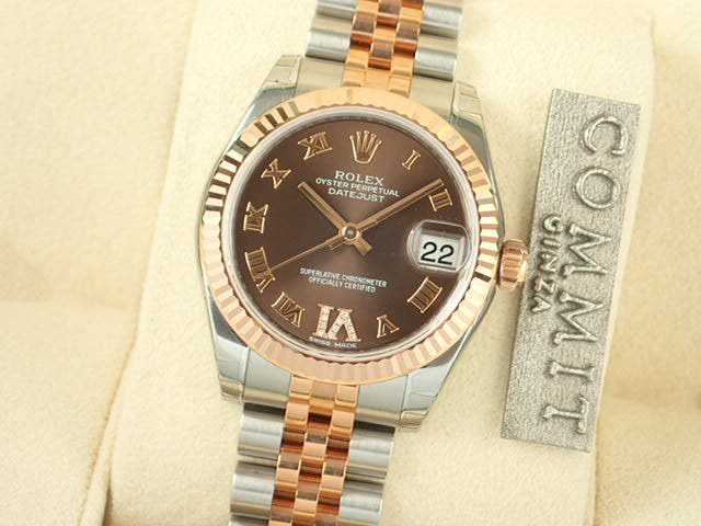 ロレックス デイトジャスト Ref.178271 チョコレートブラウンローマVIダイヤ文字盤 未使用 datejust-61 ジュビリーブレスレット