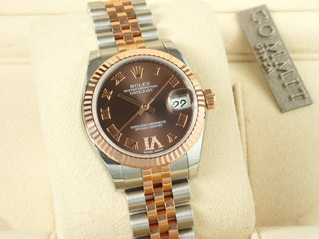 ロレックス デイトジャスト Ref.178271 チョコレートブラウンローマVIダイヤ文字盤 未使用 datejust-61 ジュビリーブレスレット