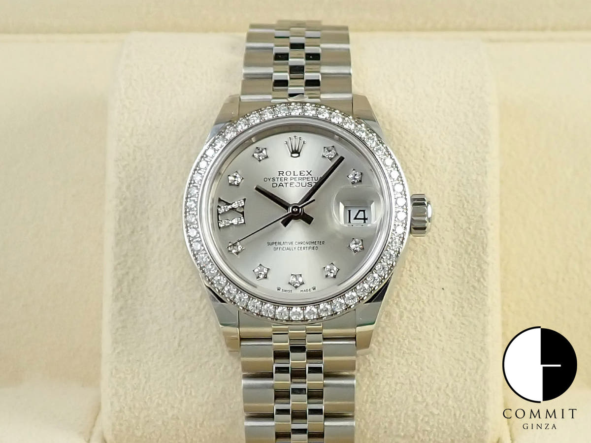 ロレックス デイトジャスト28 Ref.279384RBR ステンレススチール/ホワイトゴールド シルバーxダイヤ文字盤 ジュビリーブレスレット