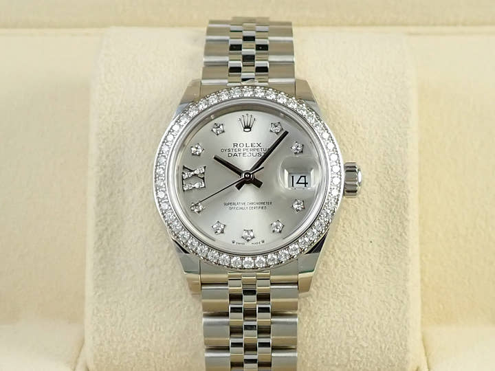 ロレックス デイトジャスト28 Ref.279384RBR ステンレススチール/ホワイトゴールド シルバーxダイヤ文字盤 ジュビリーブレスレット