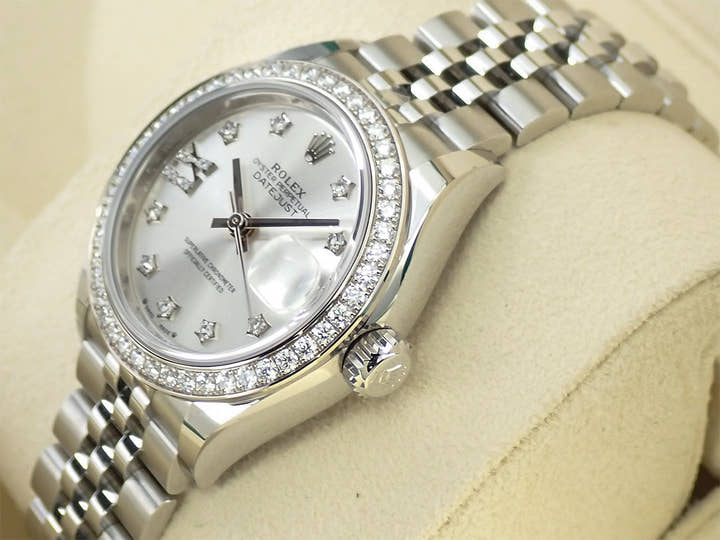 ロレックス デイトジャスト28 Ref.279384RBR ステンレススチール/ホワイトゴールド シルバーxダイヤ文字盤 ジュビリーブレスレット