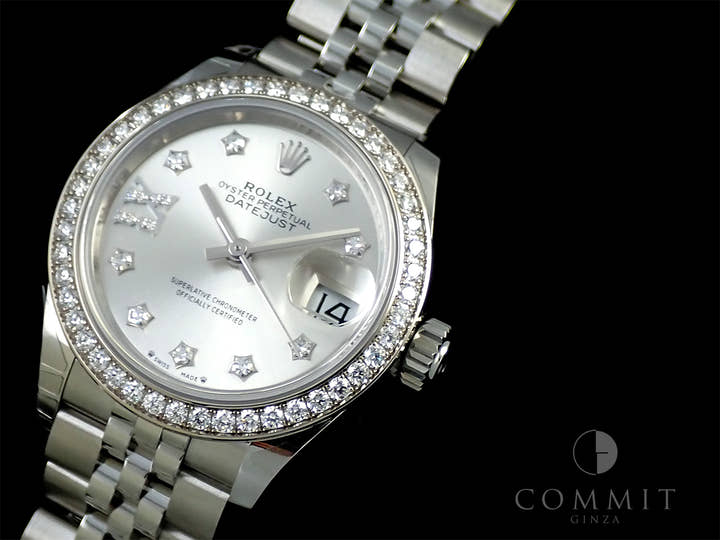 ロレックス デイトジャスト28 Ref.279384RBR ステンレススチール/ホワイトゴールド シルバーxダイヤ文字盤 ジュビリーブレスレット