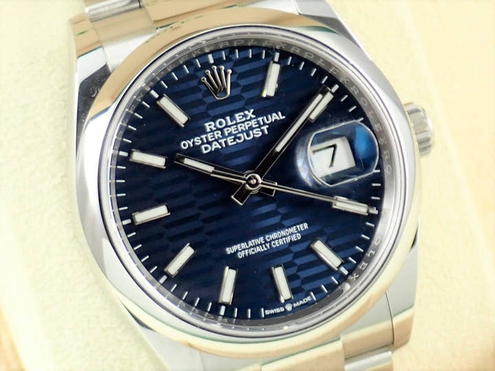 ロレックス デイトジャスト36 Ref.126200 ステンレススチール ブルー フルーテッドモチーフ文字盤 オイスターブレスレット 未使用 8543UJYJ