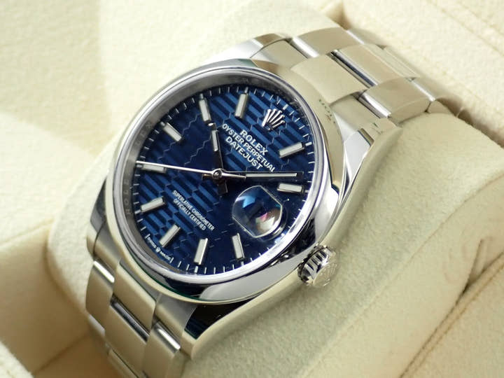 ロレックス デイトジャスト36 Ref.126200 ステンレススチール ブルー フルーテッドモチーフ文字盤 オイスターブレスレット 未使用 8543UJYJ
