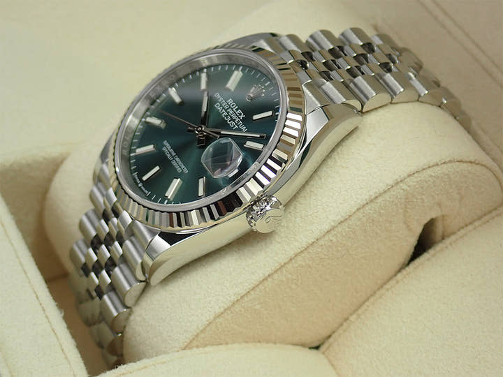ロレックス デイトジャスト36 Ref.126234 ステンレススチール/ホワイトゴールド ミントグリーン文字盤 ジュビリーブレスレット 未使用 S913HZSS