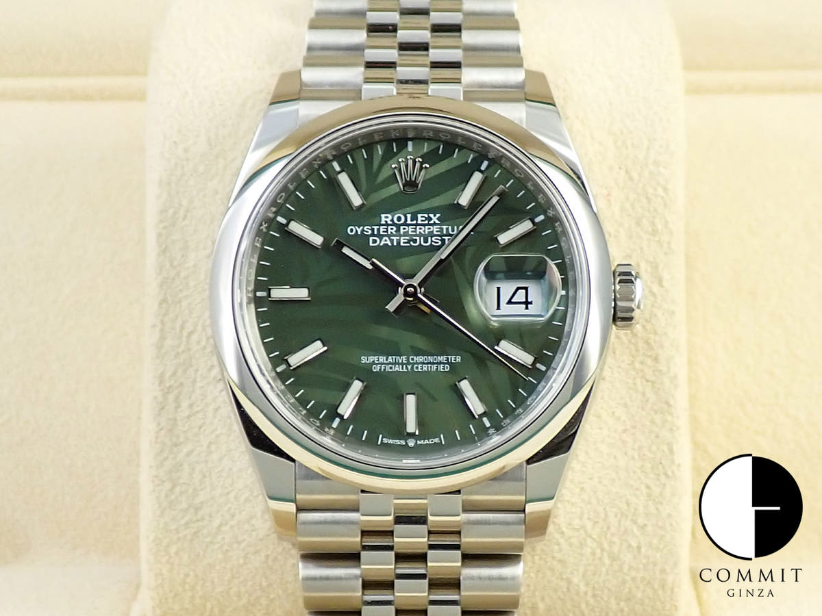 ロレックス デイトジャスト36 Ref.126200 ステンレススチール グリーンパーム文字盤 ジュビリーブレスレット