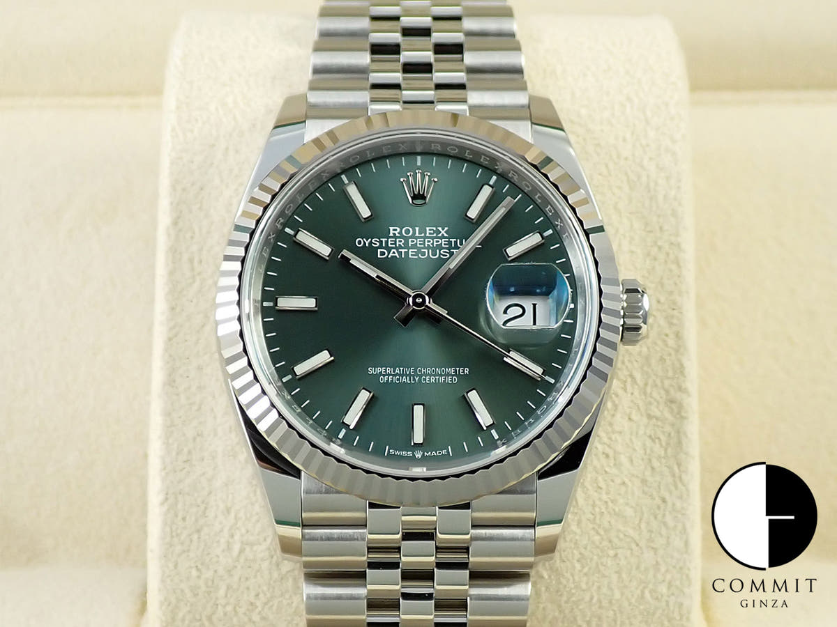 ロレックス デイトジャスト36 Ref.126234 ステンレススチール/ホワイトゴールド ミントグリーン文字盤 ジュビリーブレスレット 未使用 S0L7L3M9